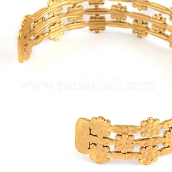 304ステンレススチール中空花オープンカフバングル女性用  ゴールドカラー  5/8インチ（1.6cm）  内径：2-5/8インチ（6.8cm）&nbsp;BJEW-K241-03C-G