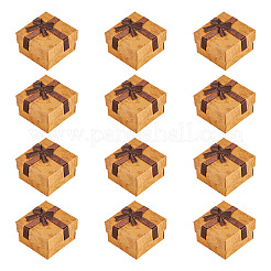 Квадратные бумажные подарочные коробки для колец с бантом CON-TAC0010-80C