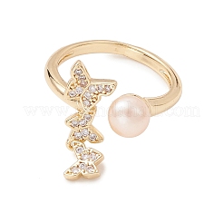 3 шт. латунные кольца-манжеты в форме бабочки с микропаве из прозрачного кубического циркония&nbsp;RJEW-JR00999