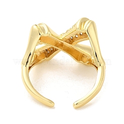 Кольца-манжеты из латуни с микро-паве и прозрачным цирконием для женщин RJEW-G311-01A-G