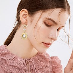 28шт. латунный крючок для сережек в форме банта DIY-SP0001-06G