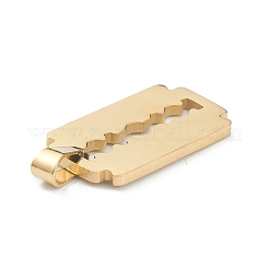 イオンプレーティング（IP）304ステンレスペンダント  長方形  ゴールドカラー  20x12x1.5mm  穴：4.5x3mm&nbsp;STAS-Z035-09G
