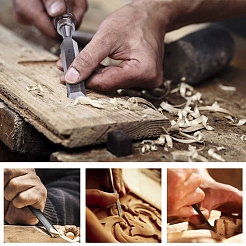Ensemble d'outils à main de couteau de ciseau de sculpture sur bois&nbsp;TOOL-WH0119-46