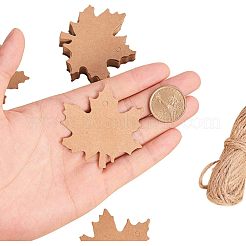 ジュエリーディスプレイ紙値札  ジュートより糸コード付き  カエデの葉  バリーウッド  6x6cm  100個/袋&nbsp;CDIS-PH0001-07
