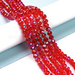 電気メッキガラスビーズセット  半分虹メッキ  多面カット  ロンデル  ファイヤーブリック  4x3mm  穴：0.8~1mm  約105~110個/連  38~39cm&nbsp;EGLA-A034-T4mm-L09