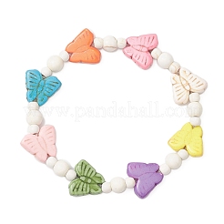 Бабочка синтетические бирюзовые бусины эластичные браслеты для женщин&nbsp;BJEW-JB12119