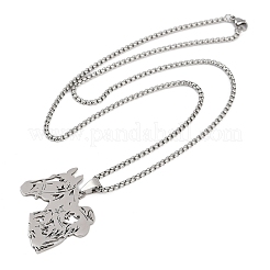 Ожерелья с полыми подвесками в виде лошади и ковбоя из нержавеющей стали 201 для мужчин и женщин&nbsp;LS-NJEW-K283-15P