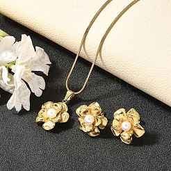 Комплект из ожерелий и серег-гвоздиков из нержавеющей стали 304 для женщин SJEW-C007-01A-G