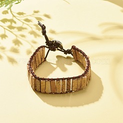 Bracelet en perles rectangle de jaspe naturel&nbsp;BJEW-JB08198-04