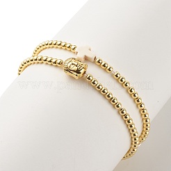 Set di braccialetti elastici con perline in ematite sintetica da 2 pz 2&nbsp;BJEW-JB07976-02