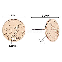 合金スタッドピアスパーツ  鉄のピン付き  フラットラウンド  ゴールドカラー  15x1.5mm  ピン：0.6mm&nbsp;EJEW-CJ0001-02G