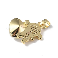 Colgantes de circonio cúbico transparente micro pavé de latón chapado en oro real de 18k&nbsp;KK-C015-23G-01