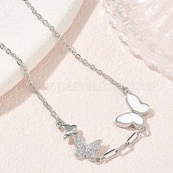 Bracelets papillon en laiton sertis de micro-pavés de zircon cubique transparent blanc&nbsp;KK-CBA6980-21P