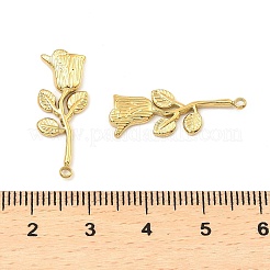 304ステンレスペンダント  花のチャーム  18KGP本金メッキ  24.5x9x2mm  穴：1.4mm&nbsp;STAS-A089-03G