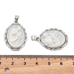 Pendentifs de sirène sculptés en coquillage blanc naturel&nbsp;KK-S506-03A-P