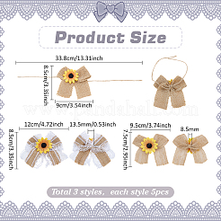 15 шт. 3 стильных аксессуара для костюма из льна с бантом и подсолнухом&nbsp;DIY-PH0034-20