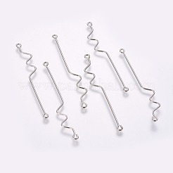 合金コネクター  ピアス作りに  プラチナ  51.2x6x0.8mm  穴：1.2mm&nbsp;PALLOY-WH0065-34P