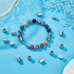 304ステンレススチールコードエンド50個  エンドキャップ  コラム  ステンレス鋼色  7x7mm  穴：1.6mm  内径：6mm&nbsp;STAS-UN0029-16