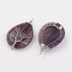 Природный аметист большие кулоны G-G956-A02-FF