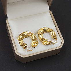Boucles d'oreilles puces en acier inoxydable 304 et zircon cubique&nbsp;WG18948-01