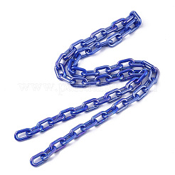 アクリル不透明アズキチェーン  ABカラー  オーバル  ブルー  13x8x2mm  19.68インチ（50cm）/連&nbsp;X-PACR-N009-002B