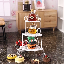 鉄製の棚のミニチュア装飾品  ガーデンドールハウスアクセサリー  ホワイト  95x61mm&nbsp;PW-WG4B7B8-01