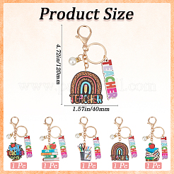 5 шт. 5-х цветные деревянные брелки ко Дню учителя&nbsp;AJEW-SP0001-41B