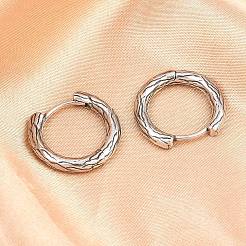 Серьги-кольца из хирургической нержавеющей стали 316 с текстурой&nbsp;EJEW-C160-10A-AS