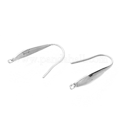 変色しにくい304ステンレススチール製ピアスフック  耳ワイヤー  垂直ループ付き  ステンレス鋼色  19x4.5mm  穴：1.4mm  20ゲージ  ピン：0.8x0.6mm&nbsp;STAS-I179-05P
