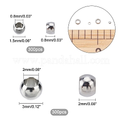 600 шт. 2-х видов проставочных бусин из нержавеющей стали 304&nbsp;STAS-PH0003-77