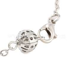 Bracelets de chaîne de câble en laiton de boule creuse de fer de placage de support pour les femmes&nbsp;BJEW-P325-04G