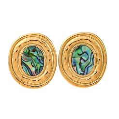 Серьги-гвоздики из натуральной ракушки пауа из нержавеющей стали 304&nbsp;EJEW-Z103-07G