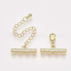 Messing Micro Pave Zirkonia Kettenverlängerer&nbsp;X-ZIRC-Q022-031G-NR