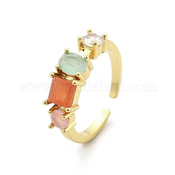 Манжеты из латуни с микро паве кубический цирконий для женщин RJEW-C123-07G