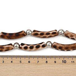 Пластиковые и смоляные изогнутые трубчатые двухслойные ожерелья с принтом под леопардовую кожу для женщин NJEW-Q038-01A