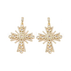 Подвески из латуни с крестообразным паве из прозрачного кубического циркония KK-G435-25G