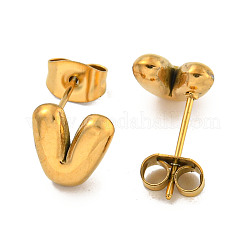 Pendientes de botón de acero inoxidable 304 con letras grandes para mujer&nbsp;EJEW-G386-01V-G