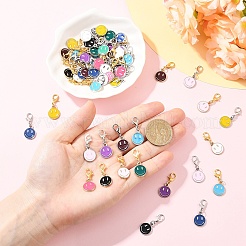 60 шт. эмалевая подвеска в виде улыбающегося лица&nbsp;HJEW-YW00244