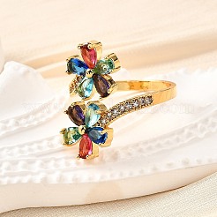 Латунные микро проложить манжеты кольца кубического циркония&nbsp;RJEW-D308-03G-A