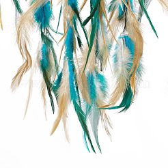 Тканая паутина/сетка из железного шнура с подвесками из перьев AJEW-B017-31