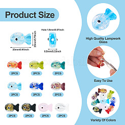 20 шт. 10-х цветные бусины-рыбки из фольги ручной работы&nbsp;FOIL-TA0001-04