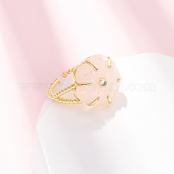 Кольца-манжеты с цветочным принтом из натуральных смешанных камней&nbsp;RJEW-G366-01G