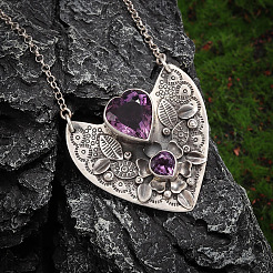 Ожерелья из сплава аметиста и горного хрусталя с подвеской в виде сердца для женщин&nbsp;FS-WG5DD6E-01