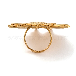 Ионное покрытие(ip) 304 нержавеющая сталь цветок открытые манжеты кольца RJEW-M047-11G