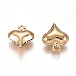 304ステンレススチールチャーム  ハート  ゴールドカラー  11x9x4mm  穴：1mm&nbsp;STAS-I138-11C-G