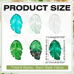 60шт 6 стиля прозрачные стеклянные подвески GLAA-ME0001-11