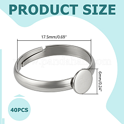 40 Stück 304 Edelstahl-Pad-Ring-Einstellungen&nbsp;STAS-ME0003-24