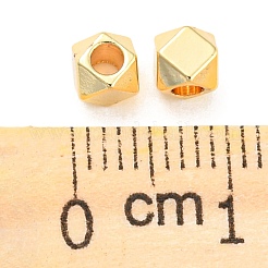 真鍮ビーズ  ファセットキューブビーズ  14KGP本金メッキ  4x4mm  穴：2mm&nbsp;KK-E046-63G-03