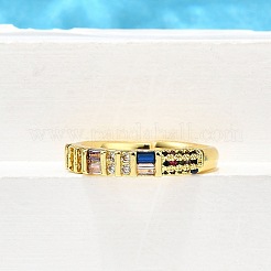 Регулируемые латунные кольца с микропаве из кубического циркония для женщин&nbsp;RJEW-H247-10G