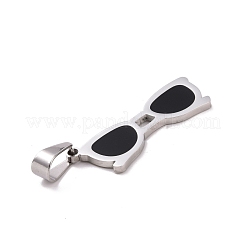 304ステンレススチールエナメルペンダント  サングラス  ステンレス鋼色  35x12x2mm  穴：9x5mm&nbsp;STAS-D188-02P